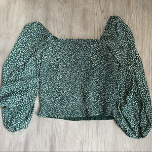 Green ruched flower top Abercrombie